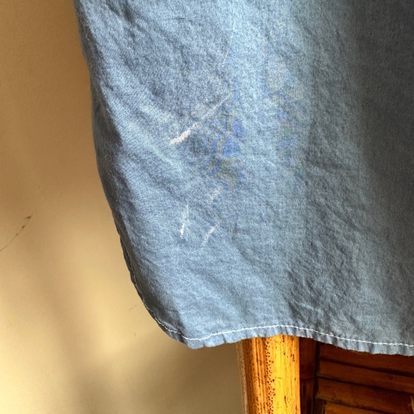 Loft Lightweight Denim Sleeveless Ruffled Collar top - Picture 4 of 4